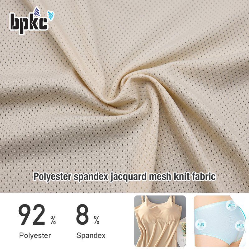 Polyester spandex jacquard mesh knit fabric